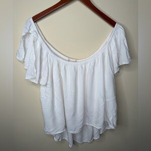 Altar’d State Women’s White Off The Shoulder Flowy Ruffle Summer Blouse. Beach M